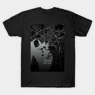 Oslo Norway City Map dark T-Shirt